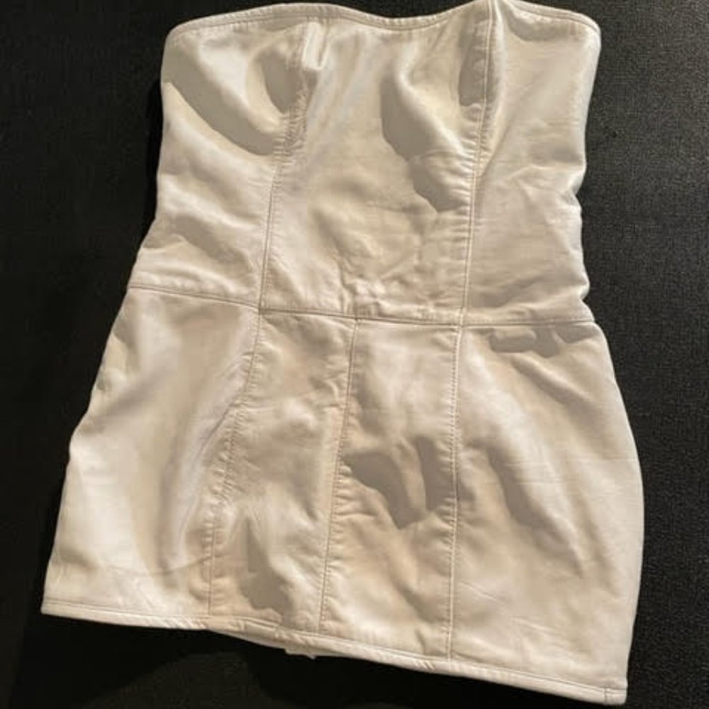 Lot of 3 Custom Made Leather mini dresses, size Large, no rips, stains or tears.